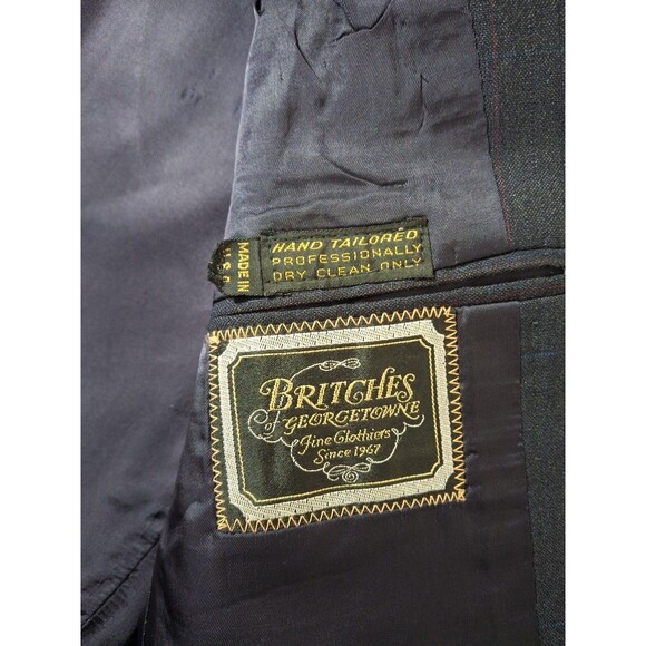 Britches of Georgetowne Blazer Jacket 40R Wool Charcoal Pinstripe Coat - Picture 11 of 13